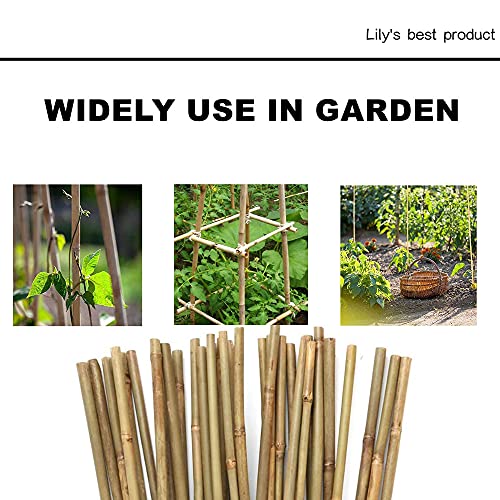 HOPELF 50 Pack 3ft Bamboo Plant Stakes for Wood Garden Sticks,Wooden Plant Supports,Bamboos,Trellis,Crafts, More Size Choices 8"/12"/16"//2'/3'/4'/5'/6'