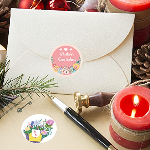 48Pcs Mothers Day Stickers Happy Mother's Day Label Stickers Flowers Hearts Envelope Seals Stickers Self-Adhesive Mom Stickers for Gifts Boxes Present Packages Candy Cookie Bags Wrap Cards Decor