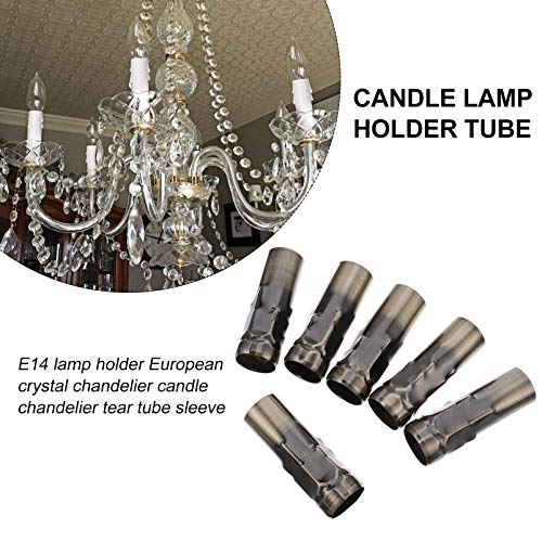Beaupretty Bronze Candle Light Socket Covers 6pcs Metal Candle Sleeves Candelabra Base E14 Chandelier Socket Covers for Wedding Easter Birthday Party Supplies 25X80mm