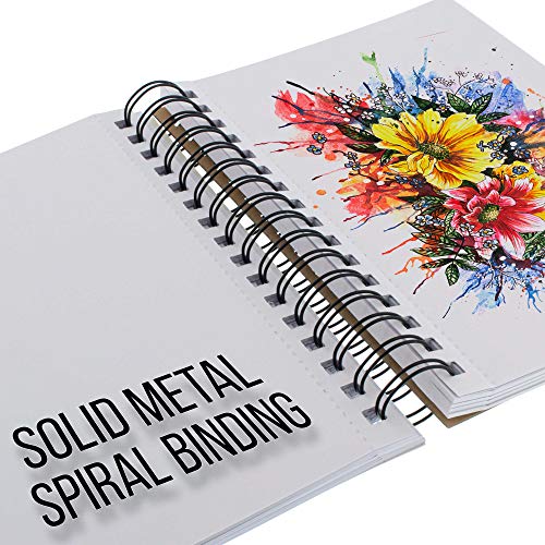 U.S. Art Supply 5.5" x 8.5" Mixed Media Paper Pad Sketchbook, 2 Pack, 60 Sheets, 98 lb (160gsm) - Spiral-Bound, Perforated, Acid-Free - Artist Sketching, Drawing, Painting Watercolor, Acrylic, Wet Dry