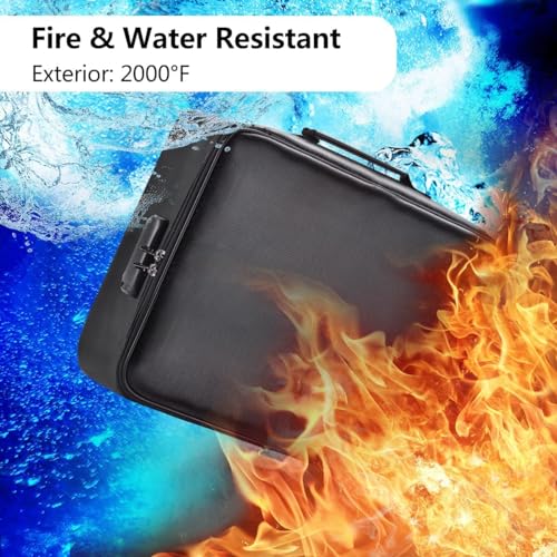 ruboka Fireproof Document Bag,Fireproof 3-Layer Document Bag with Lock,Document Safe Portable Travel Home Organizer Bag for Laptop,Files,Certificates,Gifts for Him,Black