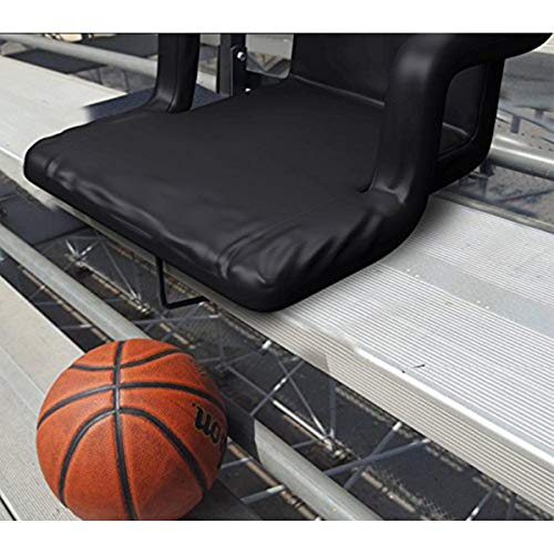 Stadium Chair Cushion - Bleacher Seat with Padded Back Support, Armrests, 6 Reclining Positions, and Portable Carry Straps by Home-Complete (Black)