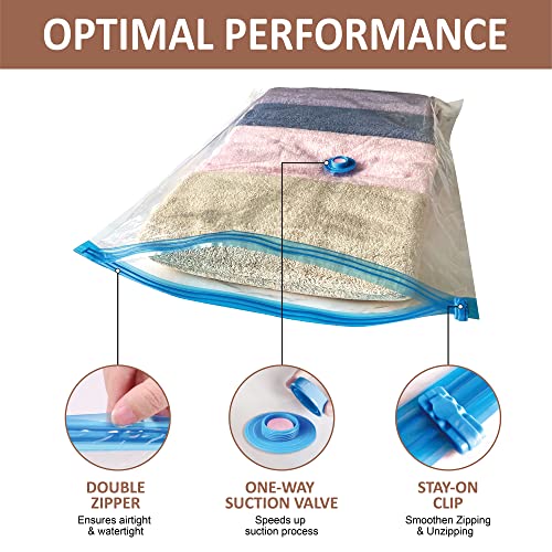Vacuum Storage Bags, 10 Small Space Saver Bags Vacuum Seal/Sealer Bags with Pump for Clothes, Comforters, Blankets, Bedding