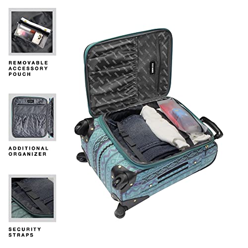 Steve Madden Luggage Large 28" Expandable Softside Suitcase With Spinner Wheels (28in, Legends Turquoise)
