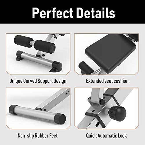 leikefitness Adjustable Weight Bench Foldable Workout Exercise Bench with Automatic Lock for Upright Incline Decline and Flat Full Body Exercise (GM5809(BLACK))