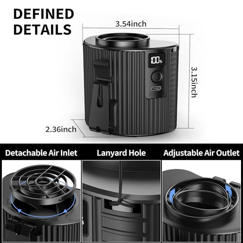 Portable Waist Fan - Hands-free Cooling Fan for Jobsite, 20H Run Time, 5 Speeds Battery Fan, Wearable Personal Neck Fan with Dual Clip, Stand, Lanyard, Suitable for Outdoor Activities and Work (Black)