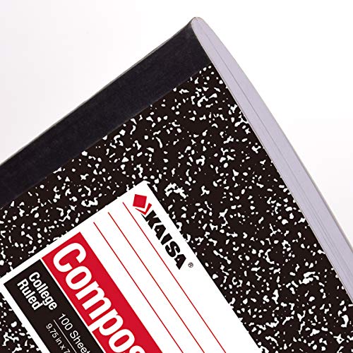 KAISA Composition Notebooks 100Sheets Comp Book, College Ruled, 9.75x7.5inch, Classic Marble Primary Composition Notebook, 20Pads, C10001C