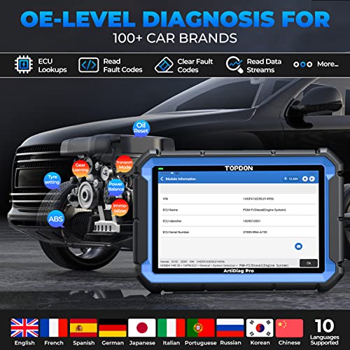 TOPDON ArtiDiag Pro Bidirectional Scan Tool, ECU Coding OBD2 Scanner Diagnostic Tool, 2 Years Free Update(Worth 300)/FCA Autoauth/31+ Services/All System Diagnosis