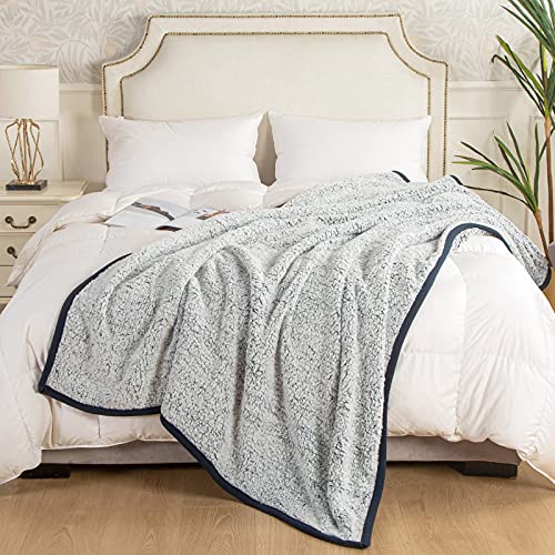 EMME Fuzzy Fleece Warm Blanket 50"x60" Throw Size Ultra Soft Warm Sherpa Blanket Microfiber Cozy Blanket for Couch Sofa Lightweight Fuzzy Thick Reversible Couch Blanket (Grey, 50"x60")