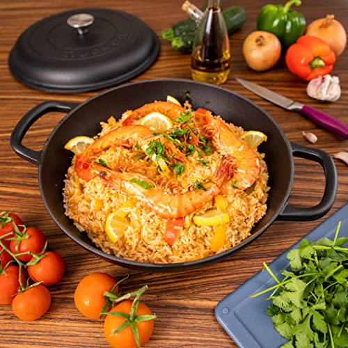 Cast Iron Dutch Oven with Lid – Non-Stick Ovenproof Enamelled Casserole Pot – Sturdy Dutch Oven Cookware – Black, 2.1-Quart, 20cm – by Nuovva