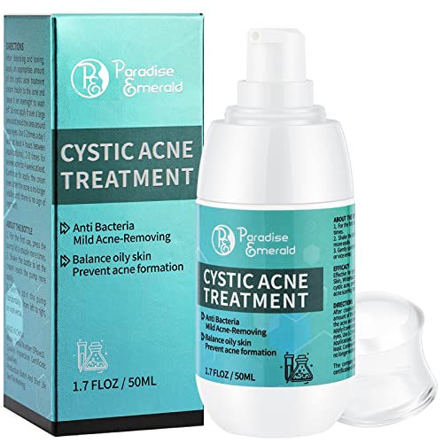 Paradise Emerald Cystic Acne Spot Treatment, Hormonal Acne Treatment for Face,Back and Body, with Salicylic Acid and Tea Tree Oil, Pimple Advanced Acne Cream for Teens & Adults