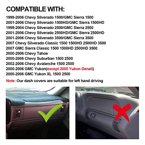 HanLanKa Dashboard Cover for Chevrolet Silverado 1500 2500 3500 1999-2006 Avalanche Chevy Tahoe Suburban GMC Sierra Yukon Dash Cover Mat(Premium Carpet, Beige)