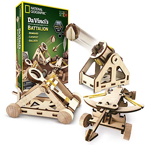 NATIONAL GEOGRAPHIC Da Vinci Model Kit - Catapult Kit for Kids, 3D Puzzle Building Toy for Boys and Girls, Wood Building Kit for Kids, A Great STEM Project, Engineering Model Kit (Amazon Exclusive)