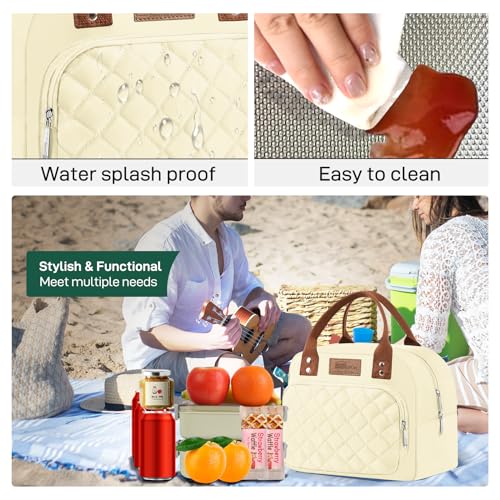 Buringer HOMESPON Lunch Bag for Woman Man Adults with Front Pocket Insulated Lunch Tote Lunch Box Container for Work Picnic or Travel(Black)