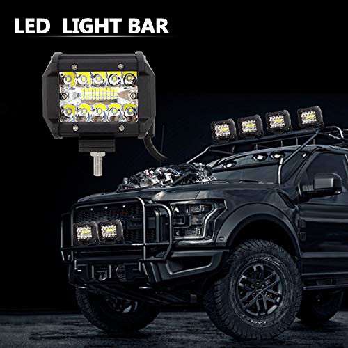 SKYWORLD LED Lights Bar, 2 x 4 inch 60W LED Pods Spot Flood Combo Beam LED Driving Fog Lamp with 12V Toggle Switch Wiring Harness Kit for Off-Road Truck Car ATV SUV Boat Lights