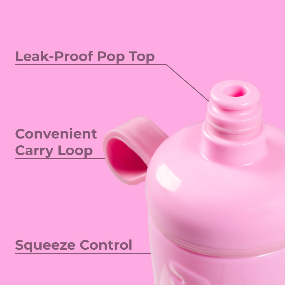 HydroJug Squeeze - 27oz Water Bottles, Sports Water Bottle with Push Cap, Quick & Easy Hydration, Gym Water Bottles, Easy Squeeze Bottle, Bubblegum