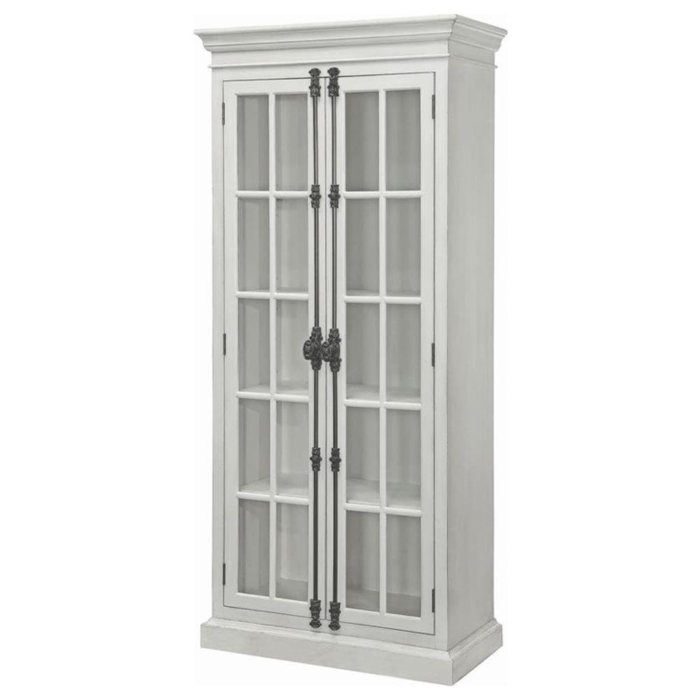 Coaster Furniture 2-Door Curio Cabinet Antique White and Clear 910187