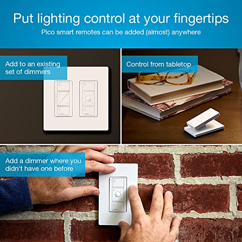 Lutron Caseta Smart Lighting Original Dimmer Switch w/ Pico Remote and Bracket, for LED Lights, Works w/ Alexa, Apple Homekit, Google Home (Hub Required), 150W, No Neutral Required, P-PKG1WB-WH