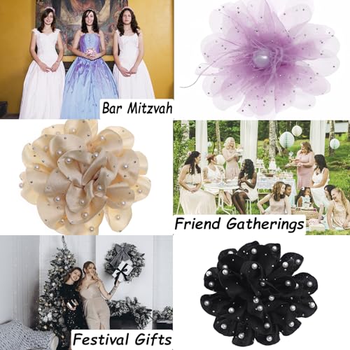 Taouzi Fascinators Hats for Women Tea Party Pink Purple Gold Fascinators Flower Mesh Ribbons Feathers on a Headband and a Clip Tea Party Headwear for Women Style 1
