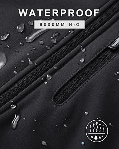 33,000ft Men's Softshell Jacket with Hood Fleece Lined Windbreaker Lightweight Waterproof Jackets for Hiking