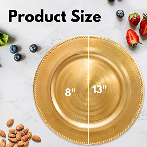 DaCakeWS Reef Charger Plates 13inch, Set 10PCS Plastic Floral Charger Plates Wedding for Dinner,Wedding,Party,Event,Decoration(Reef Rose Gold 10)