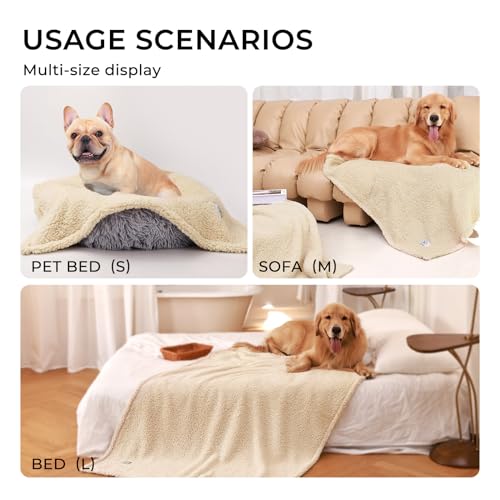 Luciphia Premium Fleece Dog Puppy Blanket Soft Pet Sherpa Calming Cat Blanket Throw for Small Medium Dog Cat(Beige,30x20 inches)