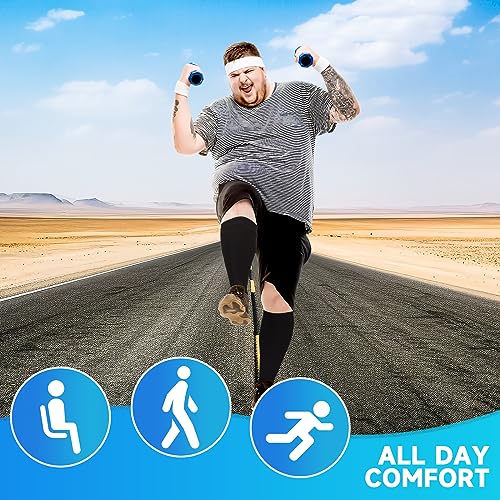 JYUOZI Plus Size Compression Socks for Women Men, Extra Large Wide Calf Compression Socks 20-30 mmHg Compression Socks