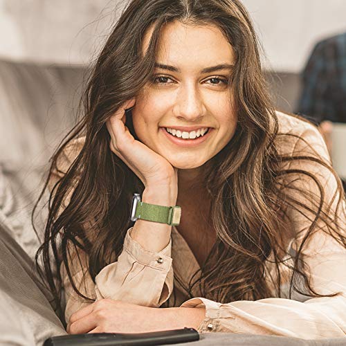 Recoppa Fabric Cloth Bands Compatible with Apple Watch 45mm 44mm 42mm, Canvas Strap with Soft Genuine Leather Lining and Snap Button for Apple iWatch Series 8/7/6/5/4/3/2/1/SE, Wine