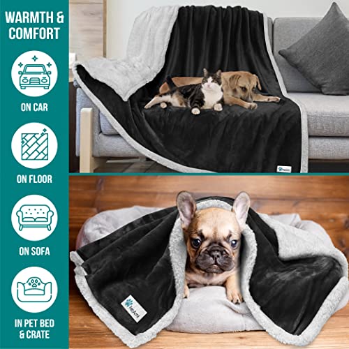 PetAmi Dog Blanket for Medium Large Dogs, Pet Bed Blanket Cat Puppy Kitten, Fleece Furniture Couch Cover Protector Sofa Car, Soft Sherpa Dog Throw Plush Reversible Washable, 40x60 Plaid Taupe