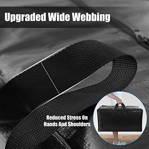 Cosy Family 4 Pack Heavy Duty Extra Large Moving Bags with Backpack Straps - Strong Handles & Zippers, Storage Totes For Space Saving, Fold Flat, Alternative to Moving Box (Set of 4, Black)