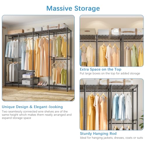 VIPEK V40C Covered Clothes Rack Heavy Duty Clothing Rack with Cover, Custom Freestanding Closet Portable Wardrobe Closet for Bedroom, Large Black Coset Rack with Black Oxford Fabric Cover