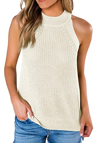 Imily Bela Womens Sweater Tank Summer Halter Tops Casual Sleeveless Shirts Loose Knit Cami