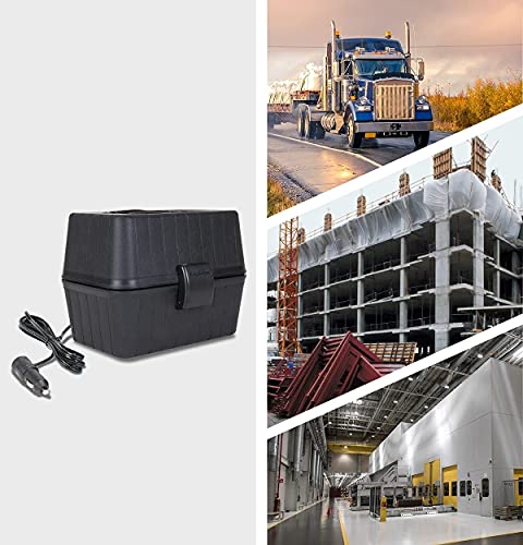 Koolatron 12V Heating Lunch Box Stove, 1.6 Qt (1.5 L), Black, 6 ft (1.8m) Power Cord, Heats to 300F (149C), Built-In Cord Storage, Classic Construction Worker Lunchbox, for Car, SUV, Pickup Truck