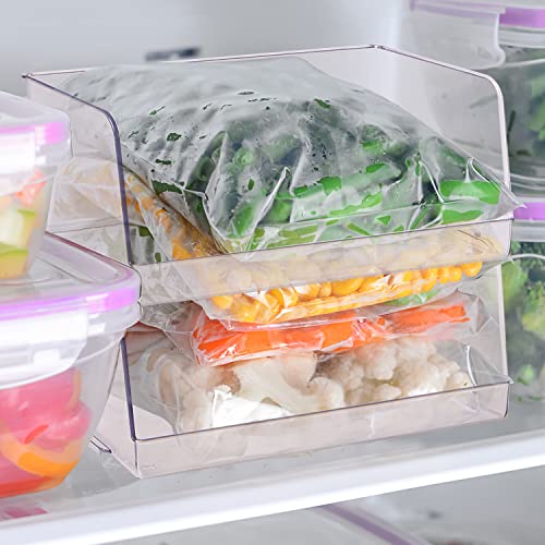 Emeril Lagasse Stackable Plastic Food Storage Organizer Bin Basket with Open Front for Household Kitchen Cabinets, Pantry, Offices, Closets, Bedrooms, Bathrooms - 9.5" Wide, 2 Pack - Clear