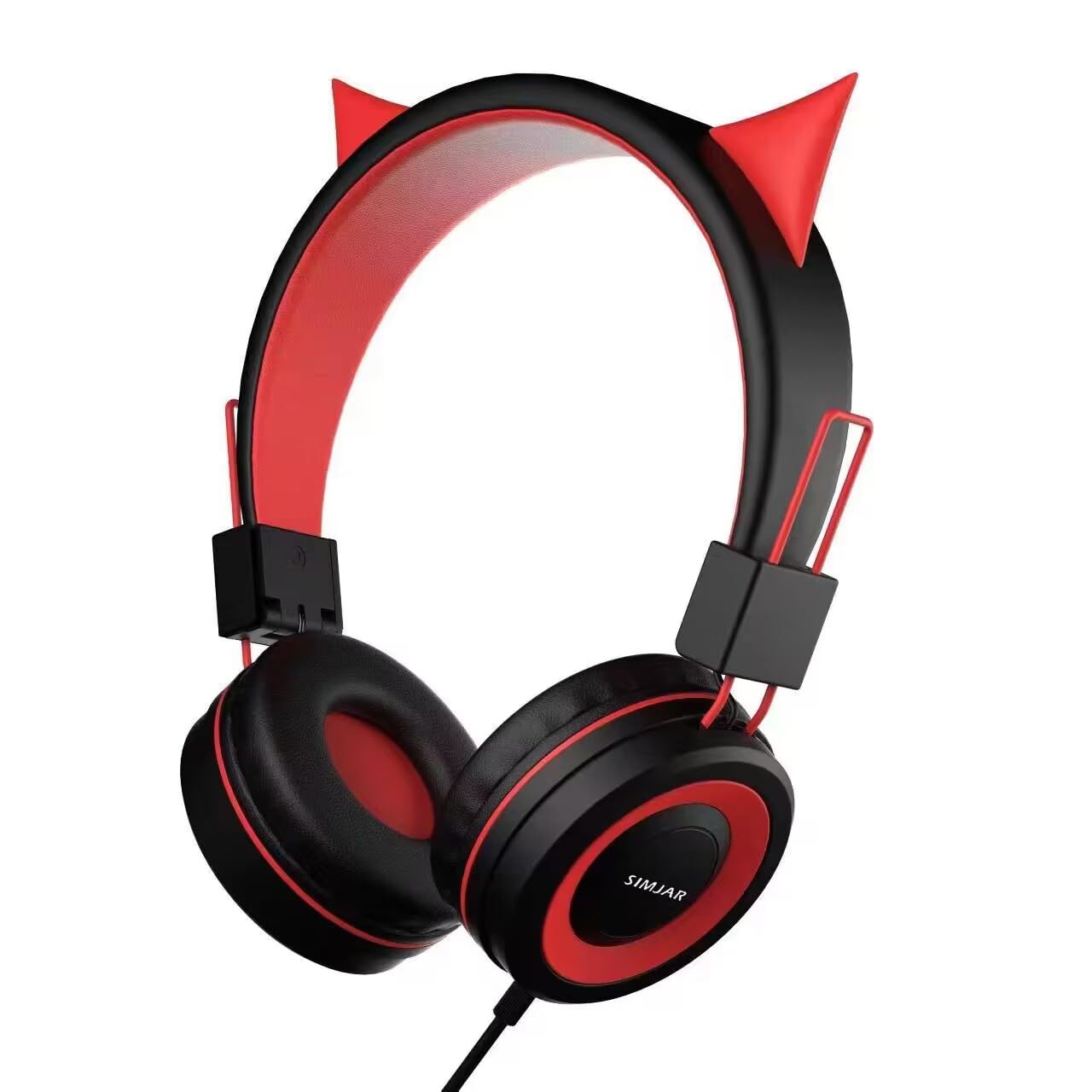 SIMJAR Cat Ear Kids Headphones for Daily Use/School, Wired Boys/Girls Foldable Headphones with Adjustable Headband, 3.5 MM Jack for Online Learning/Travel/Tablet/iPad/Computer