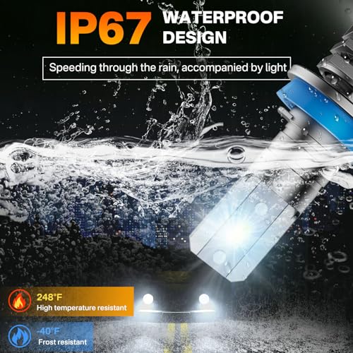 RCJ H11 Bulbs, H8/H9/H16 Fog Light 6000K Cool White with Cooling Fan, Plug-N-Play, Pack of 2