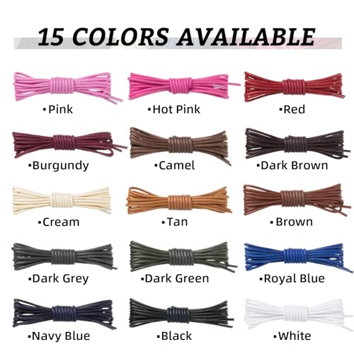 Handshop 3 Pairs Dress Shoe Laces for Men, Replacement Shoelaces for Dress Shoes, Waxed Round Shoe Strings for Women’s Oxford Shoes and Chukka(Dark Grey, 27.4")