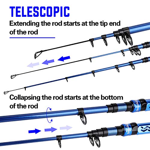 Sougayilang Spinning Fishing Rod Reel Combos,Portable Telescopic Fishing Pole,12+1 Ultra Smooth Spinning reels for Travel Saltwater Freshwater Fishing