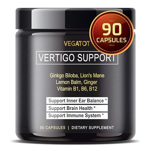 VEGATOT Vertigo Supplement *USA Made and Tested* Inner Ear Supplement with Ginkgo Biloba Lion's Mane Lemon Balm Ginger VIT B1, B6, B12- for Dizziness Spinning Inner Ear Balance