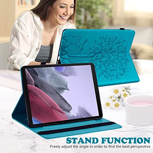 VODEFOX Case for Samsung Galaxy Tab S9 FE 5G 10.9 Inch/Tab S9 11 Inch 2023, PU Leather Tree Deer Protective Cover with Card Slots Hand Strap for Samsung Galaxy Tab S9 FE Case - Blue