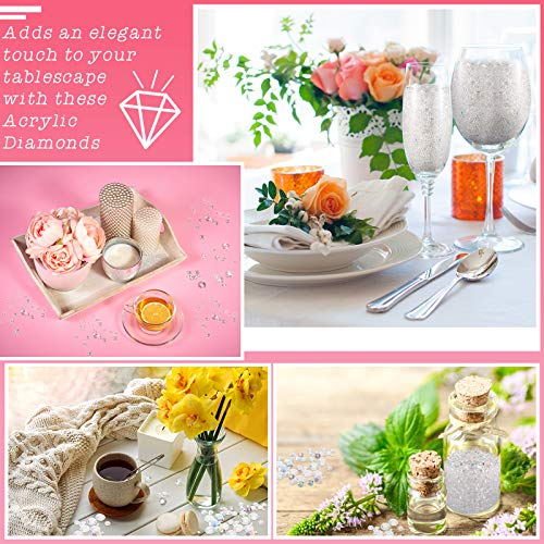 Hicarer 7000 Pieces Diamond Decorations Bling Bling Diamond Vase Filler Acrylic Gem Table Scatter Crystals in Four Sizes Table Decorations for Wedding Birthday Party Bridal Shower(AB White)