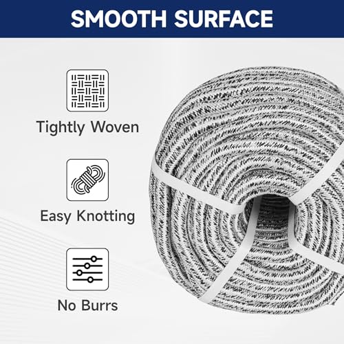 elfinrm Arborist Tree Rope, 1/2inch by 100FT, 12 Strand Bull Rope up to 8000lbs Tensile Strength, Blue and Orange