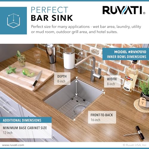 Ruvati 28-inch Rounded Corner Undermount Kitchen Sink Single Bowl – Durable 16 Gauge Stainless Steel Kitchen Sink with Brushed Finish hides scratches, Easy-to-Clean Undermount Sink - RVH7250