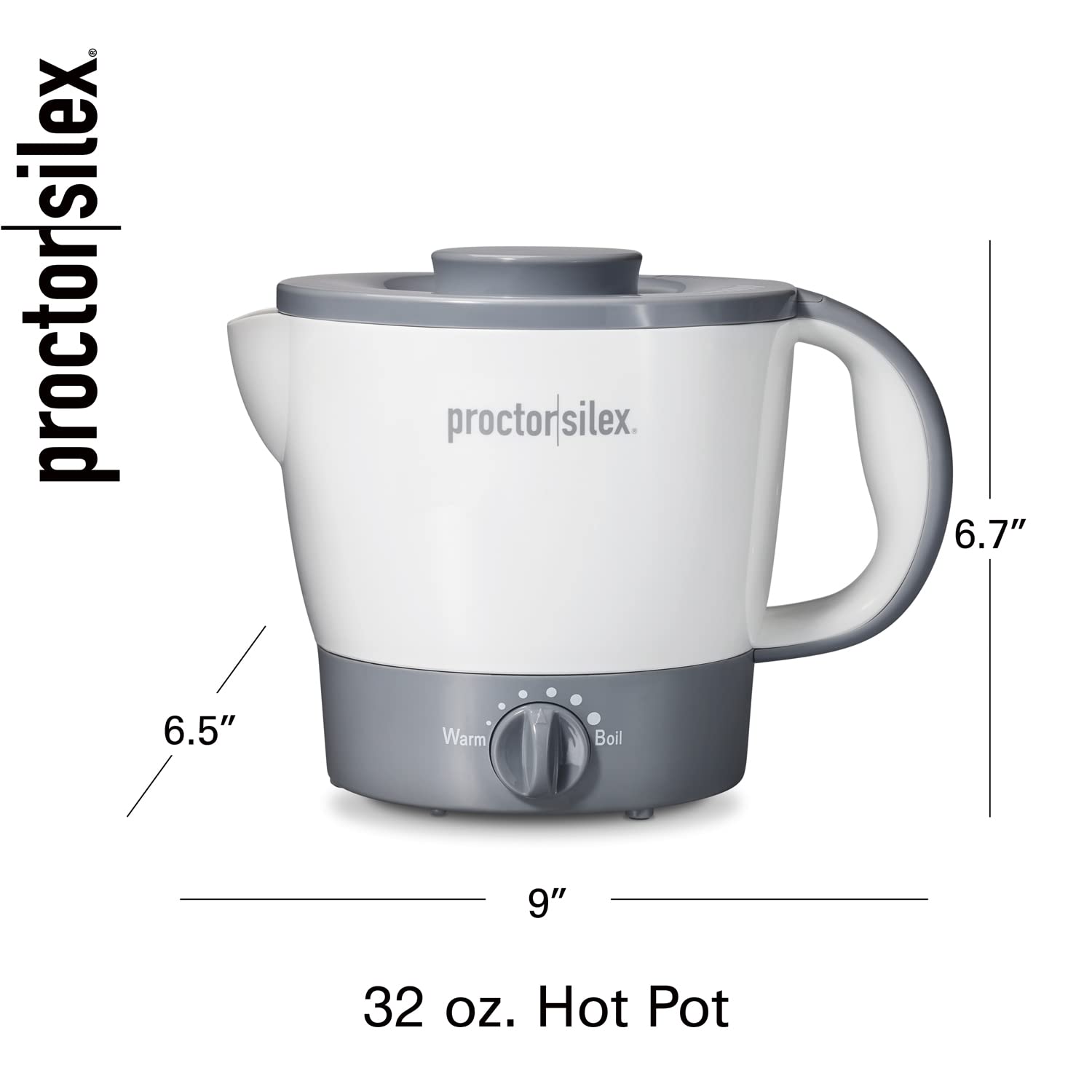 Proctor Silex 32oz Adjustable Temperature Hot Pot, Electric Kettle for Tea, Boiling Water, Cooking Noodles and Soup, White (48507PS)