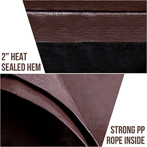 CARTMAN Finished Size 14x20 Feet Extra Thick 16 Mil Ultra Heavy Duty Poly Tarp, Multipurpose Protective Cover, UV Resistant, Waterproof Poly Tarpaulin with Reinforced Edges