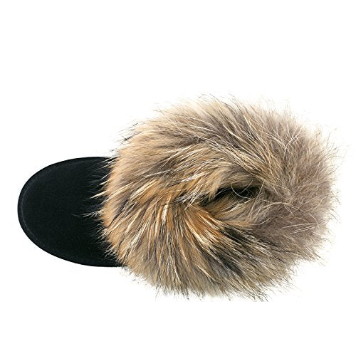 AUSLAND Boots for Women Furry Fur Winter Ankle Boots Warm Fluffy Snow Boot 6.5US Sand 99251 37EU