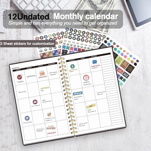 Budget Planner - Monthly Budget Book 2024 with Expense & Bill Tracker - Undated 12 Month Financial Planner/Account Book calendar organizer to Take Control of Your Money