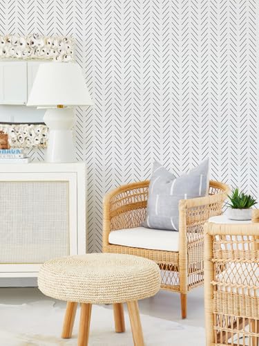 Orainege Black and White Peel and Stick Wallpaper Herringbone Contact Paper for Bathroom 17.7in x 118.1inModern Geometric Self Adhesive Wallpaper Removable Wall Paper Peel and Stick