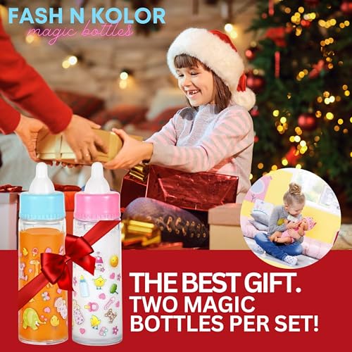 Exquisite Buggy My Sweet Baby Disappearing Magic Bottles - Includes 1 Milk, 1 Juice Bottle with Pacifier for Baby Doll (Colorful)