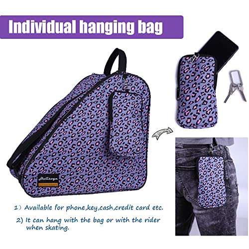 Holisogn Ice, Inline and Roller Skate Bag, Premium and Fashion Bags for child, kids, teenager, adult (Leopard Violet HLS012)